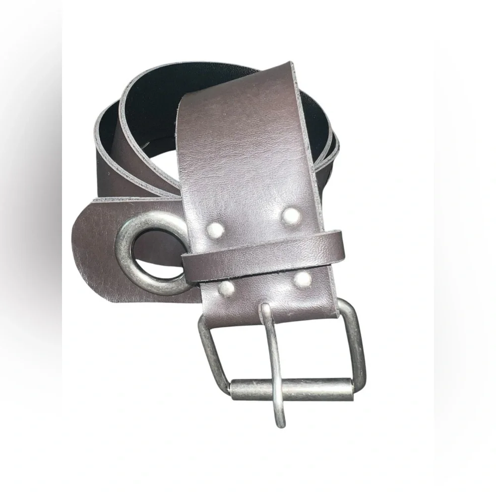 Women’s Dark Brown Statement‎ Belt Silver Hardware 25”-35”